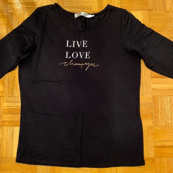 Black tshirt “live love champagne” - Picture 1 of 2